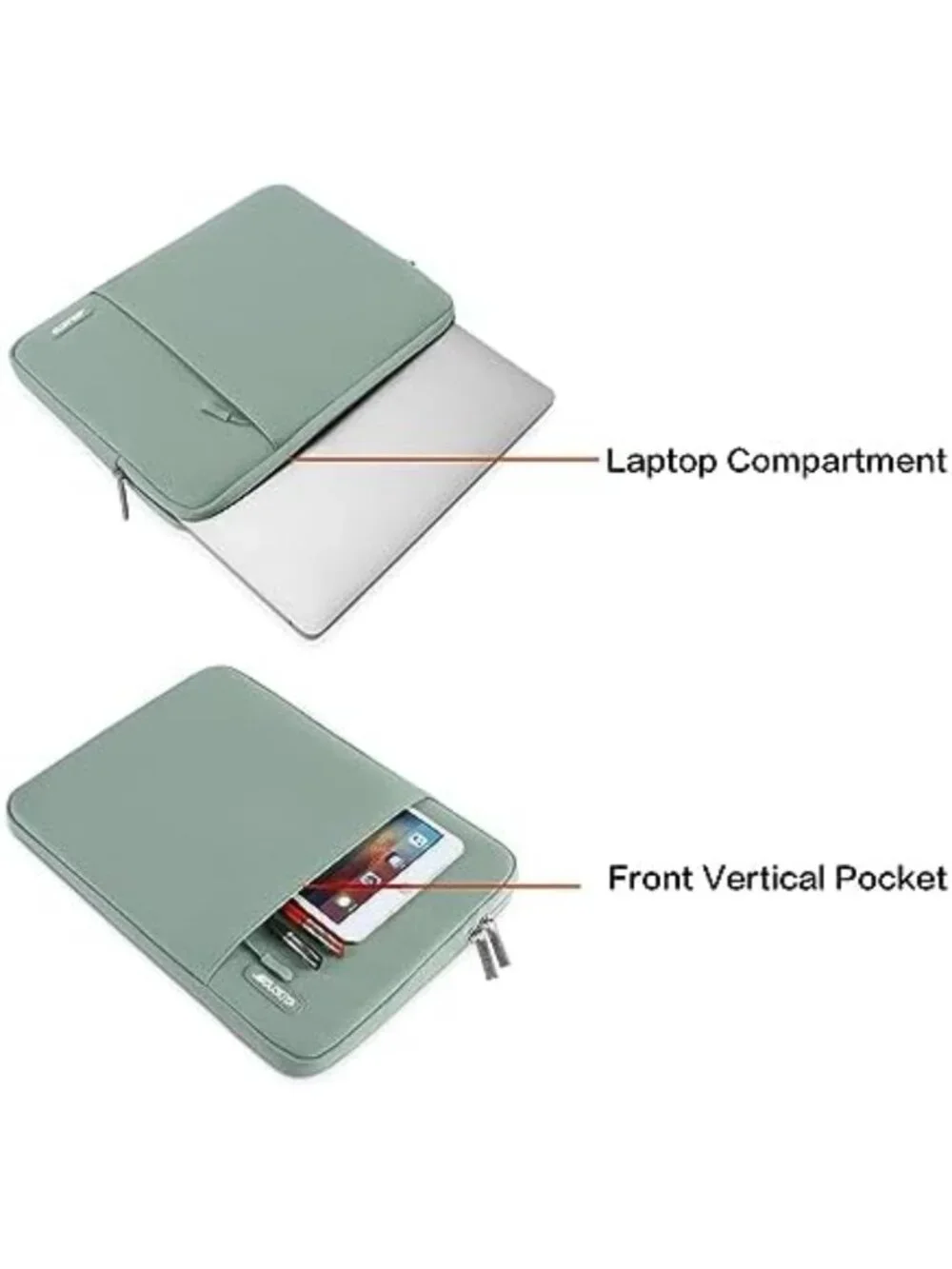 Stylish 15-Inch Laptop Sleeve Bag with Pocket, Water-Resistant & Lightweight